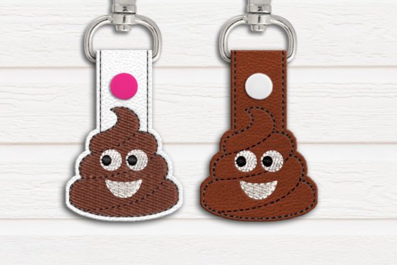 Poop Emoji ITH Key Fob Applique