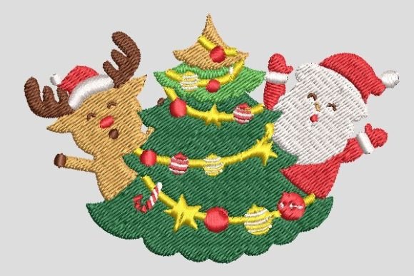 Santa Claus and Reindeer with Noel Tree