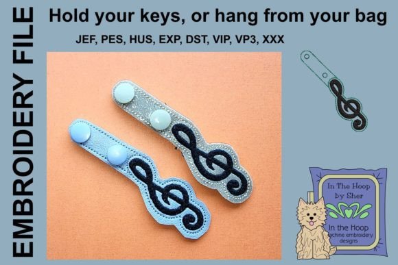 Treble Clef Key Fob or Bag Tag